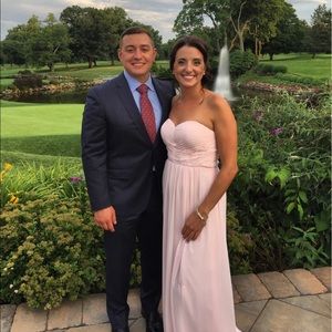 B2 Jasmine pink blush strapless bridesmaid’s dress